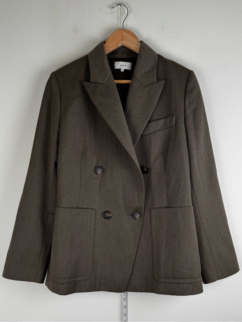 Vince Wool Blend Double Breasted Oversized Blazer Taupe Brown Size 8 - Picture 7 of 16